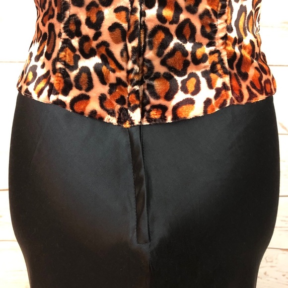 Vintage Y2K 90’s Gunne Sax Velvet Cheetah Leopard Corset Maxi Dress - Picture 7 of 10